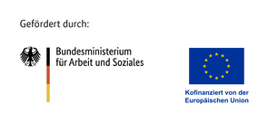 Logo Bundesministerium für Arbeit und Soziales mit Kooperations-Logo der EU